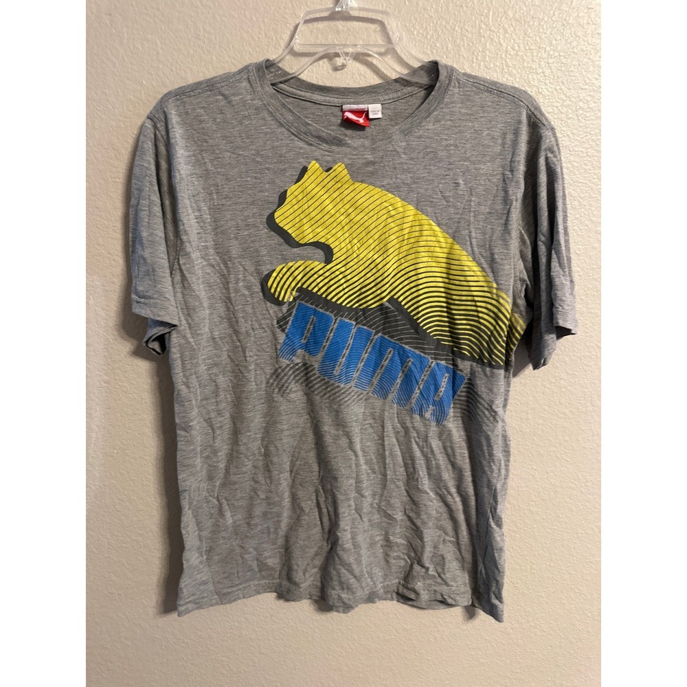 Puma Gray Graphic T-Shirt Cat Logo Casual Activewear‎ Mens Boys XL